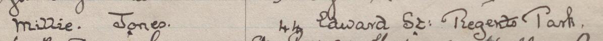 Image of Millie Jones's signature and address in the petition