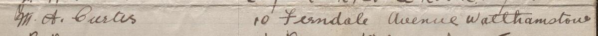 Image of M.A. Curtis's signature and address in the petition