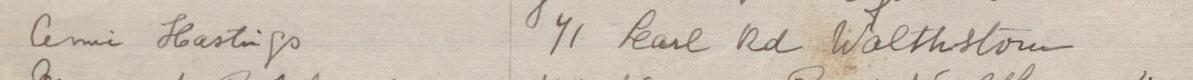 Image of Annie Hastings's signature and address in the petition