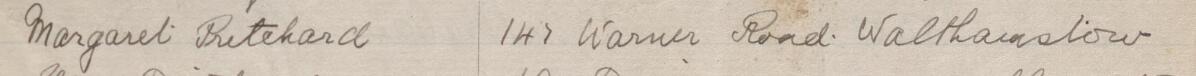 Image of Margaret Pritchard's signature and address in the petition