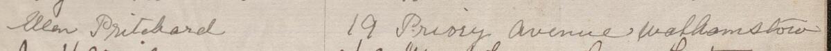 Image of Ellen Pritchard's signature and address in the petition