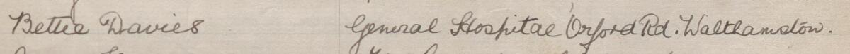 Image of Bettie Davies's signature and address in the petition