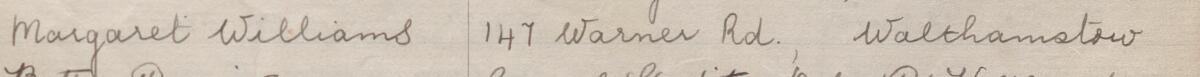Image of Margaret Williams's signature and address in the petition