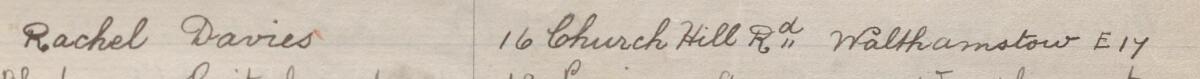 Image of Rachel Davies's signature and address in the petition