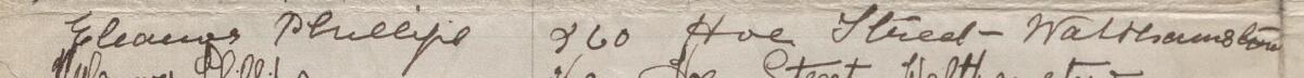 Image of Eleanor Phillips's signature and address in the petition