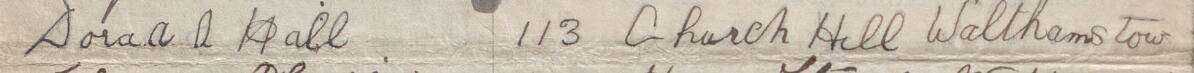 Image of Dora A N Hall's signature and address in the petition