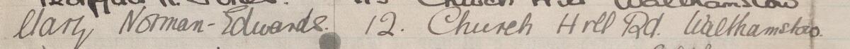 Image of Mary Norman-Edwards's signature and address in the petition