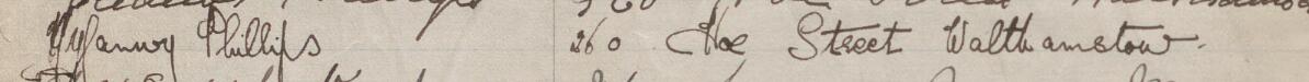 Image of Myfanwy Phillips's signature and address in the petition