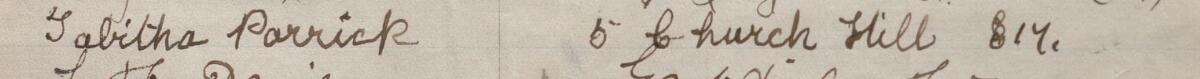 Image of Tabitha Parrick's signature and address in the petition