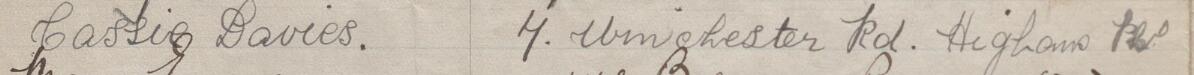 Image of Cassie Davies's signature and address in the petition