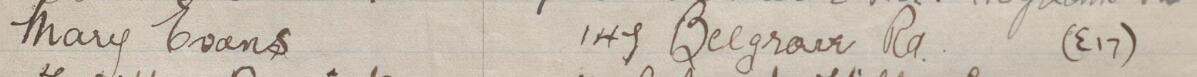 Image of Mary Evans's signature and address in the petition