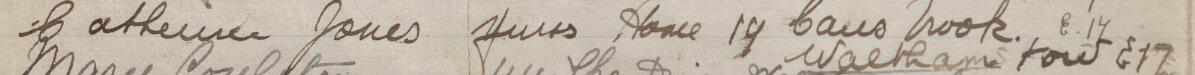 Image of Catherine Jones's signature and address in the petition
