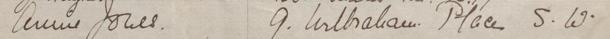 Image of Annie Jones's signature and address in the petition
