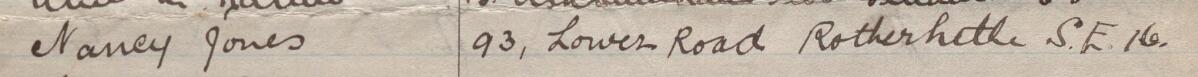 Image of Nancy Jones's signature and address in the petition