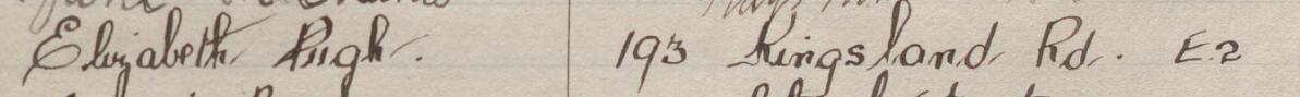 Image of Elizabeth Pugh's signature and address in the petition