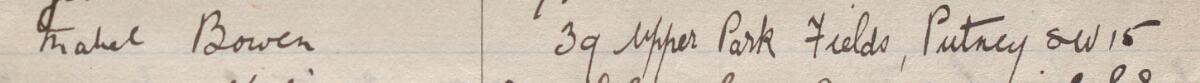 Image of Mabel Bowen's signature and address in the petition