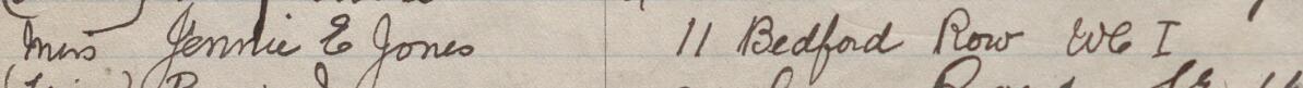 Image of Mrs Jennie E Jones's signature and address in the petition