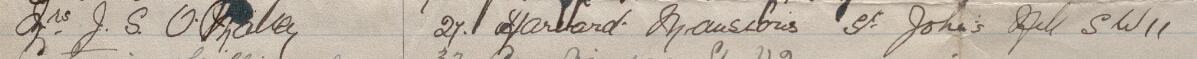 Image of Mrs J. S. O Malley's signature and address in the petition