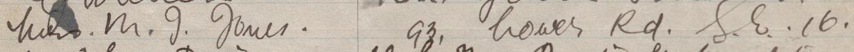 Image of Mrs M. J. Jones's signature and address in the petition