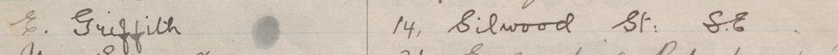 Image of E. Griffith's signature and address in the petition
