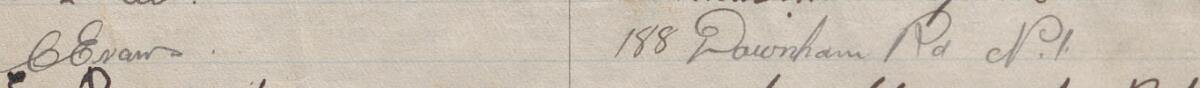 Image of C Evans's signature and address in the petition