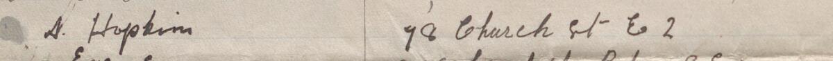 Image of A. Hopkins's signature and address in the petition