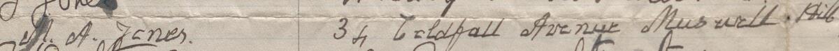 Image of M. A. Jones 34 Coldfall Avenue Muswell Hill @'s signature and address in the petition
