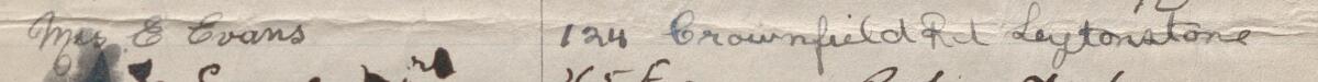 Image of Mrs E Evans's signature and address in the petition
