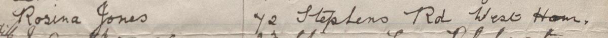 Image of Rosina Jones's signature and address in the petition