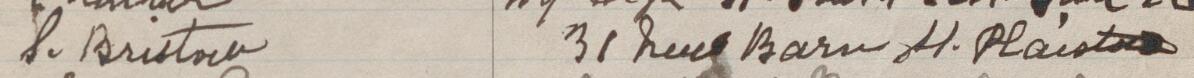 Image of P.Bristock's signature and address in the petition