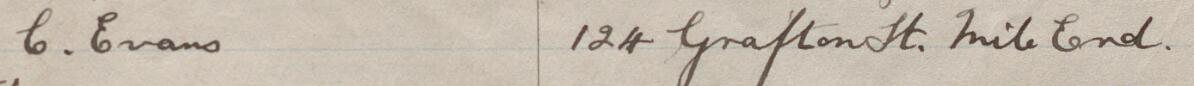Image of C. Evans's signature and address in the petition