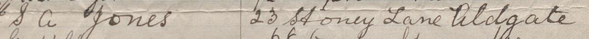 Image of S A Jones's signature and address in the petition
