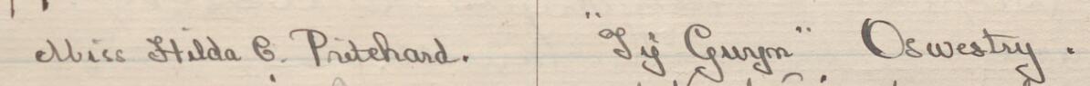Image of Miss Hilda G. Pritchard's signature and address in the petition