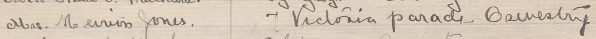 Image of Mrs Meirion Jones's signature and address in the petition