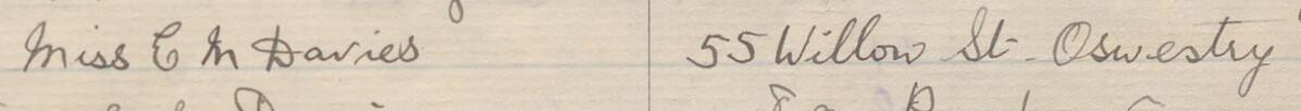 Image of Miss E. M. Davies's signature and address in the petition