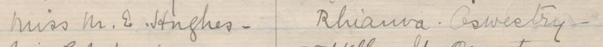 Image of Miss M. E. Hughes's signature and address in the petition