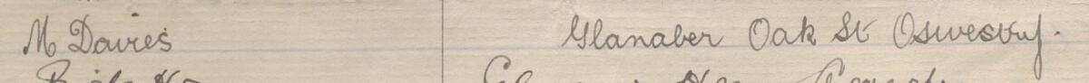 Image of M. Davies's signature and address in the petition