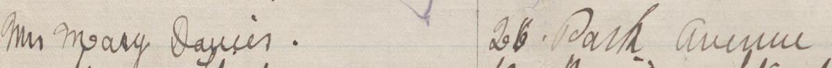 Image of Mrs Mary Davies's signature and address in the petition