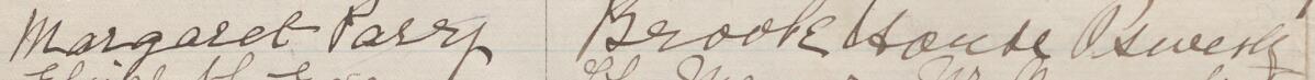 Image of Margaret Parry's signature and address in the petition