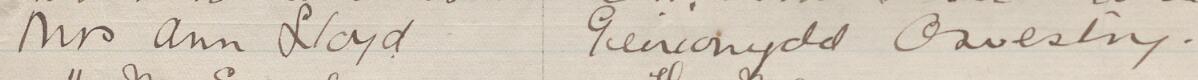 Image of Mrs Ann Lloyd's signature and address in the petition