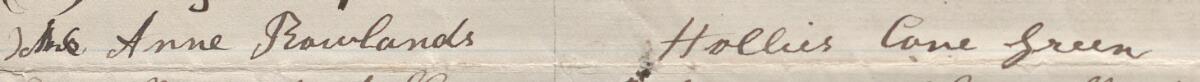 Image of Mrs Anne Rowlands's signature and address in the petition