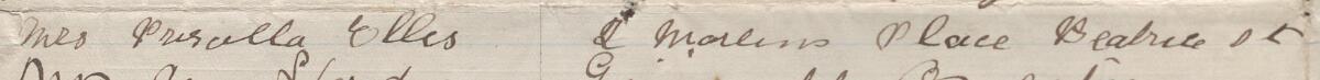 Image of Mrs Priscilla Ellis's signature and address in the petition