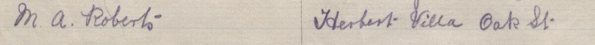Image of M. A. Roberts's signature and address in the petition