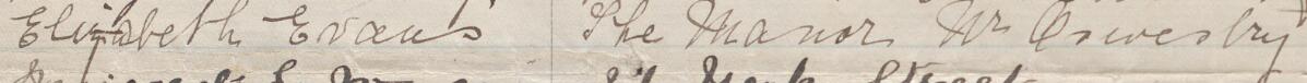 Image of Elizabeth Evans's signature and address in the petition