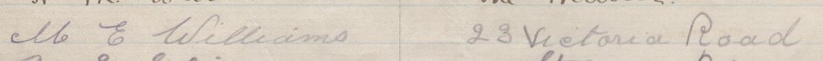 Image of M. E. Williams's signature and address in the petition