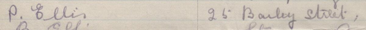 Image of P. Ellis's signature and address in the petition