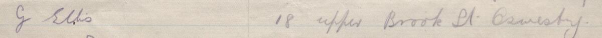 Image of G. Ellis's signature and address in the petition