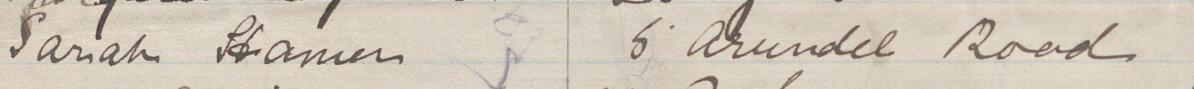 Image of Sarah Hamer's signature and address in the petition