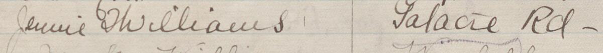 Image of Jennie Williams's signature and address in the petition