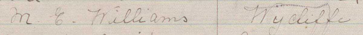 Image of M. E. Williams's signature and address in the petition